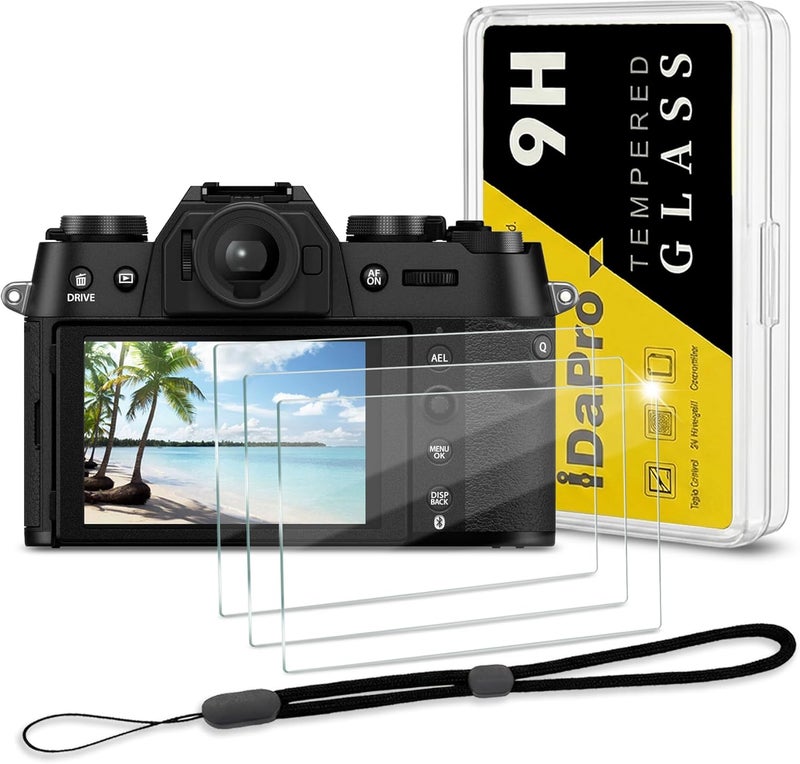 iDaPro Screen Protector for Fujifilm X-T50 Fuji XT50 + Hand Lanyard [3+1Pcs],Tempered Glass,9H Hardness,Anti-Scratch Bubble-Free,Easy Installation - Image 1